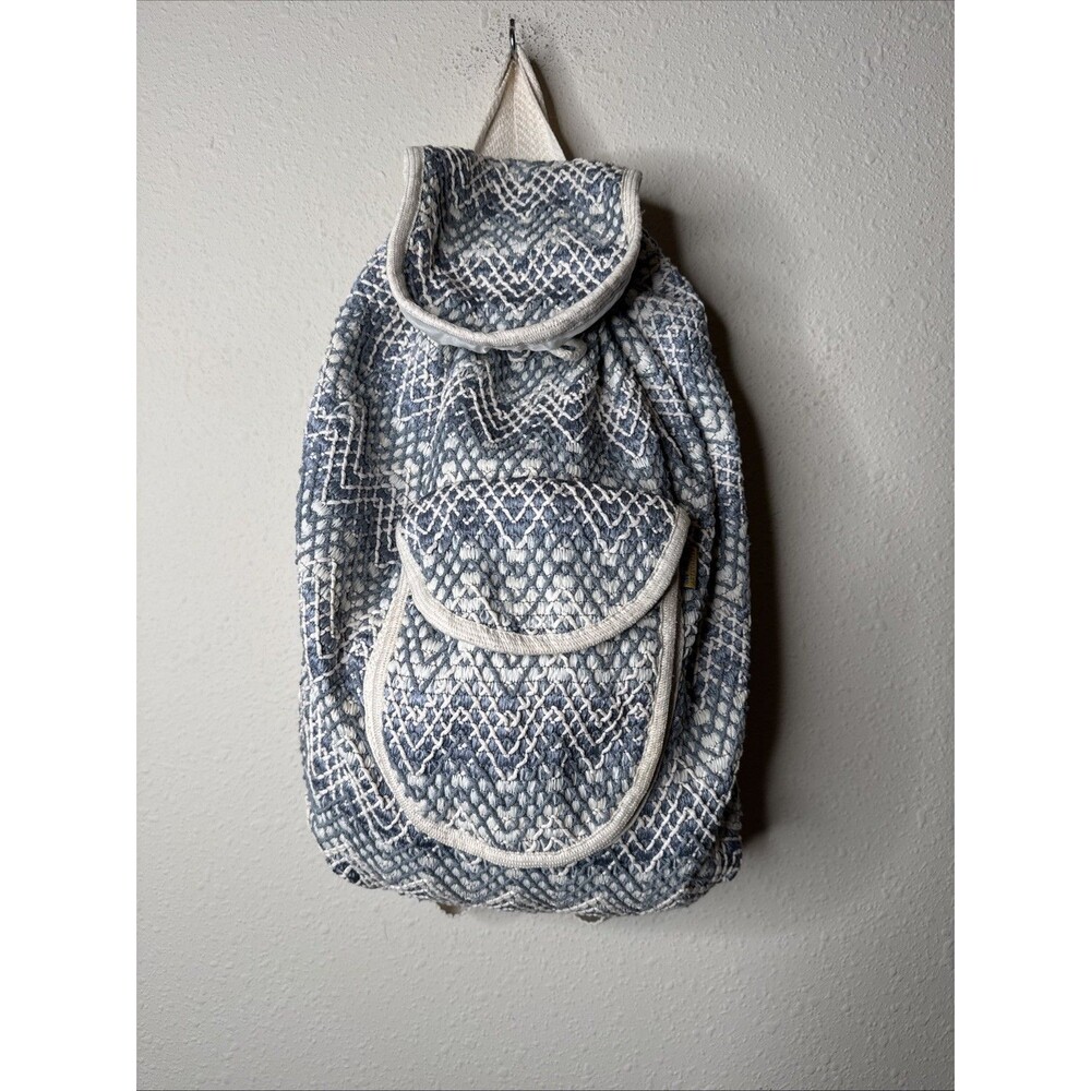 M.M.M. Artesanias Blue Knapsack Boho Backpack Book Bag